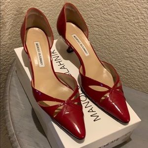 Manolo Blahnik Red Patent Leather Heels